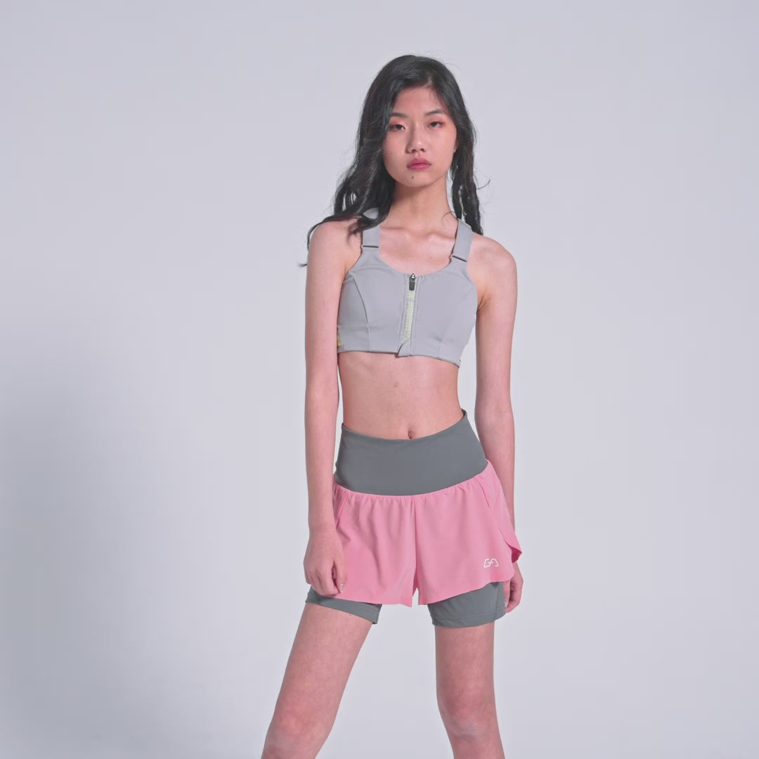 Image of Activewear 2in1 Color Block Running Shorts for Women